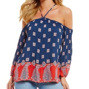 JS - Anita Pleated Ambrosia Cold Shoulder Top
